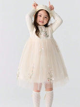 Balabala Balabala Girls' Embroidered Tulle Dress Elegant Autumn/Winter Princess Dress